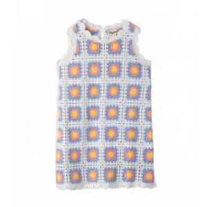 NEW HATLEY girls' buttercup sleeveless crochet dress in blue multi